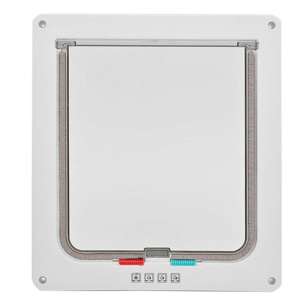 Puerta Seguridad para Y Gatos Con Cerradura 4 Vías Puerta Plástico para (blanco XL)