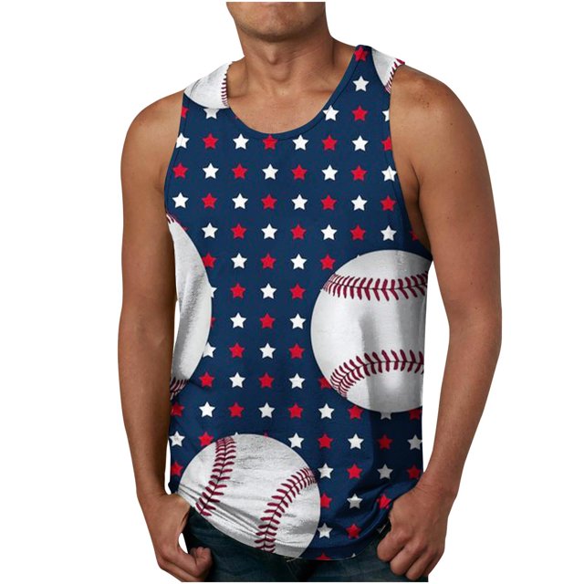 LSLJS Baseball Tank Tops for Men Summer Casual Sleeveless T Shirts Funny Baseball Graphic Tank Tops