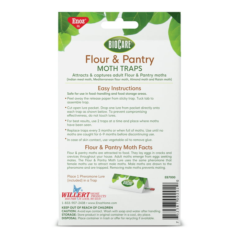 Enoz BioCare Flour and Pantry Moth Traps, Attracts and Kills Food Moths, 2  Count, 4 Pack 