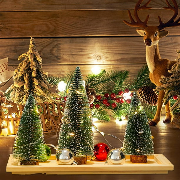 Mini árbol de Navidad Árbol de Navidad artificial en miniatura Árbol de pino navideño con base para decoraciones navideñas de mesa de comedor de invierno