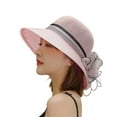 thumbnail image 5 of LRen Women Tea Party Hats Elegant Women's Wide Brim Sun Hat for Summer Wedding Bridal and Garden Tea Party Occasions Light Pink, 5 of 8