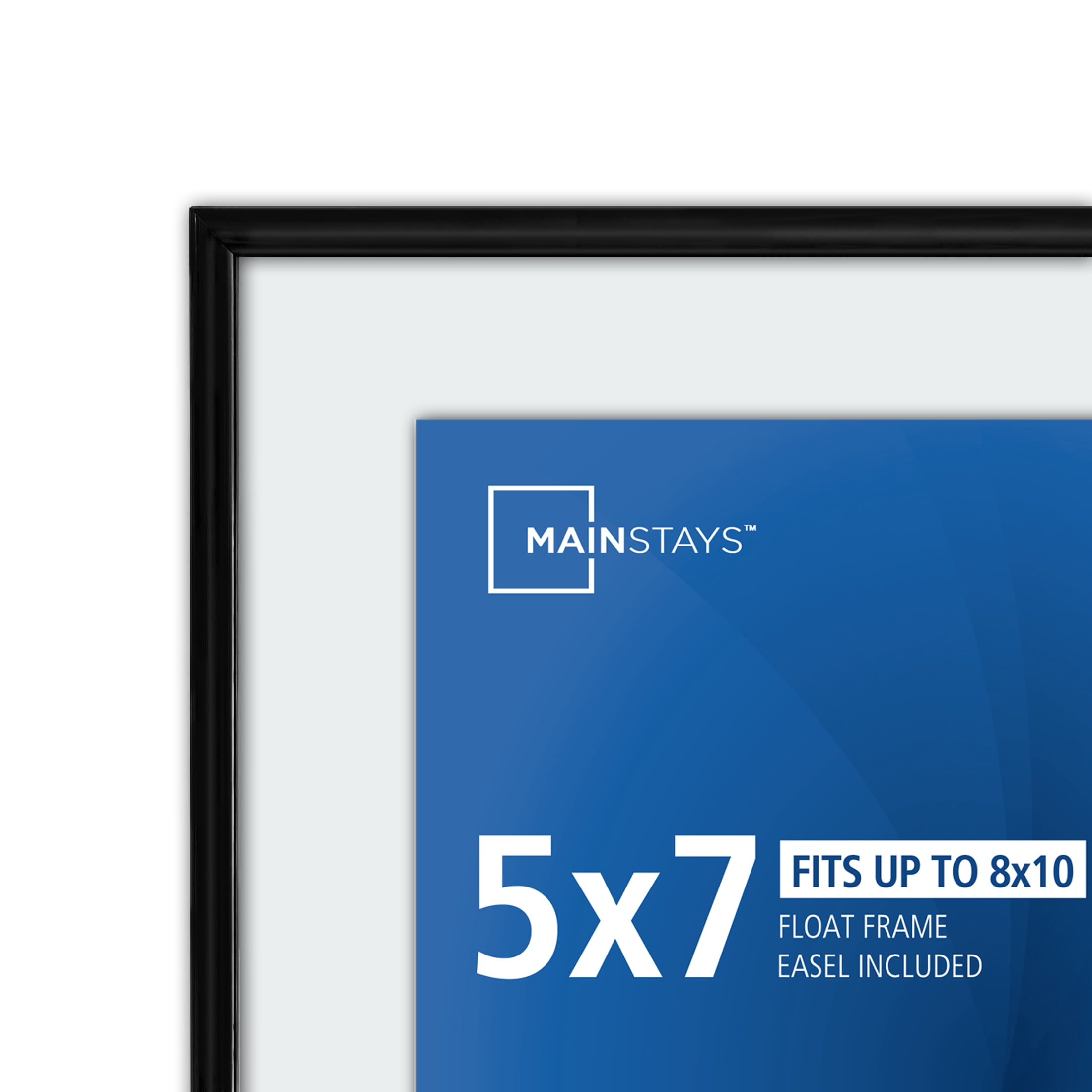 Mainstays – 5x7 Picture Frame – Black Front Loading Float Frame Wall or Tabletop Photo Frame