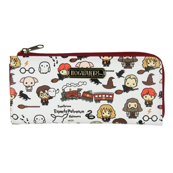 Harry Potter Wallet Allover Chibi Character Zip Closure Faux Leather Wallet