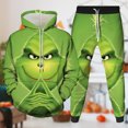 thumbnail image 1 of Disfraz Premium Traje de pantalón de 2 piezas con patrón de monstruo de pelo verde, traje de calle holgado para mujer Cgtredaw Verde T M para Mujer, 1 of 5