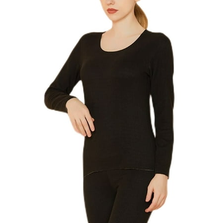 

Lumento Unisex Adults Stretchy Base Layer Top And Bottom Suits Warm Solid Color Long Johns Set Lightweight Sleeve Thermal Underwear Women Black XL