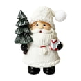 thumbnail image 2 of 4 Inch White Santa Claus Resin Figurine Holding Christmas Tree and Gift, Tabletop Christmas Decor, Holiday Home Decor for Shelf and Mantel Display, 2 of 5