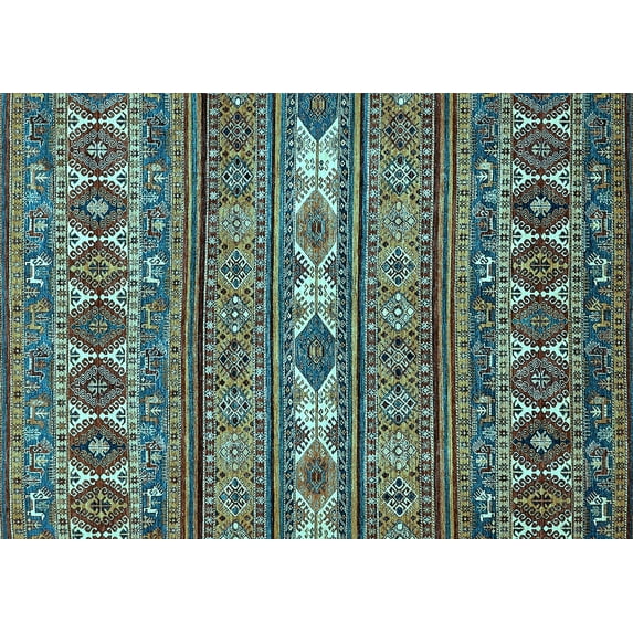 Ahgly Company Indoor Rectangle Abstract Light Blue Modern Area Rugs, 6' x 9'