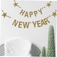 thumbnail image 3 of Homoyoyo Happy New Year Golden Banner with Glitter Stars for Holiday Party Decor, 3 of 8