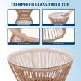 thumbnail image 4 of Memoryfield 3-Piece Outdoor PE Rattan Bistro Set with 2 Chairs & Glass Top Table, Wicker Patio Conversation Furniture for Porch, Garden, Balcony, Poolside,Beige, 4 of 8
