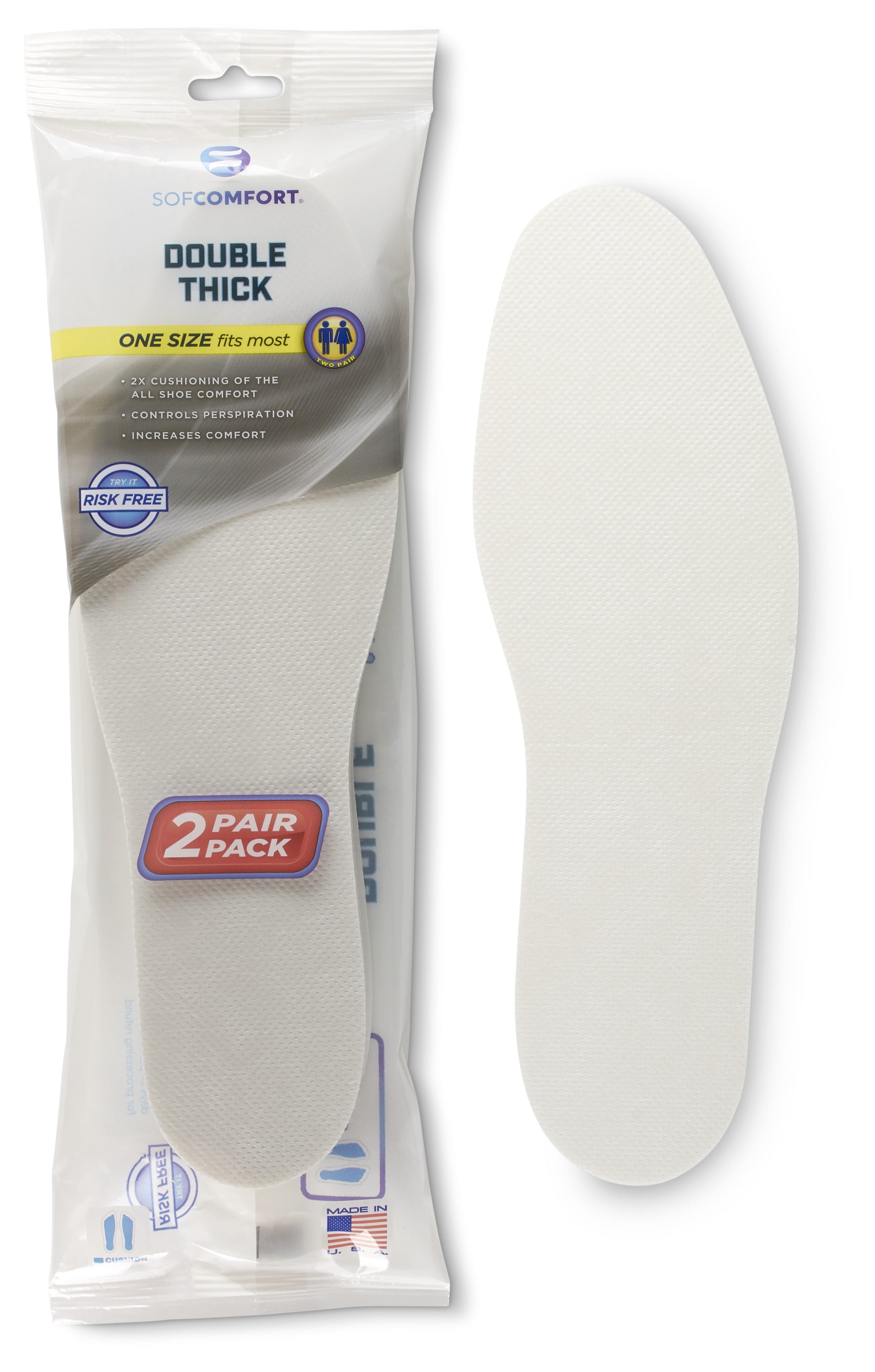 Double Thick Foam Insole 2-Pack One Size