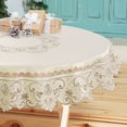 thumbnail image 7 of Piccocasa Light Beige Rose Flower Embroidered Lace Round Tablecloth, Diameter 59"/70"/86", 7 of 7
