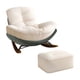 thumbnail image 4 of Mecedora individual con taburete reposapiés, sofá perezoso, sillón con otomana, cojín acolchado, mecedora reclinable para jardín y patio base verde, 4 of 8