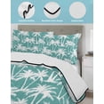 thumbnail image 4 of Quilts Full Size Bedding Set, Teal Palm Tree Summer Lightweight Quilted Comforter, Beach Tropical Botanical Coastal Soft Reversible Bedspread Coverlet with Pillow Covers for All Season, 78" x 90", 4 of 7
