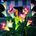 thumbnail image 1 of luces solares para jardín al aire libre, decoración de jardín con forma de lirio solar cambiante, multicolor, impermeables (blanco, rosa, morado y rojo), 1 of 5