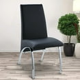 thumbnail image 3 of Leatherette Upholstered Side Chairs with Metal Base, Black and Silver, Set of Two, 3 of 3
