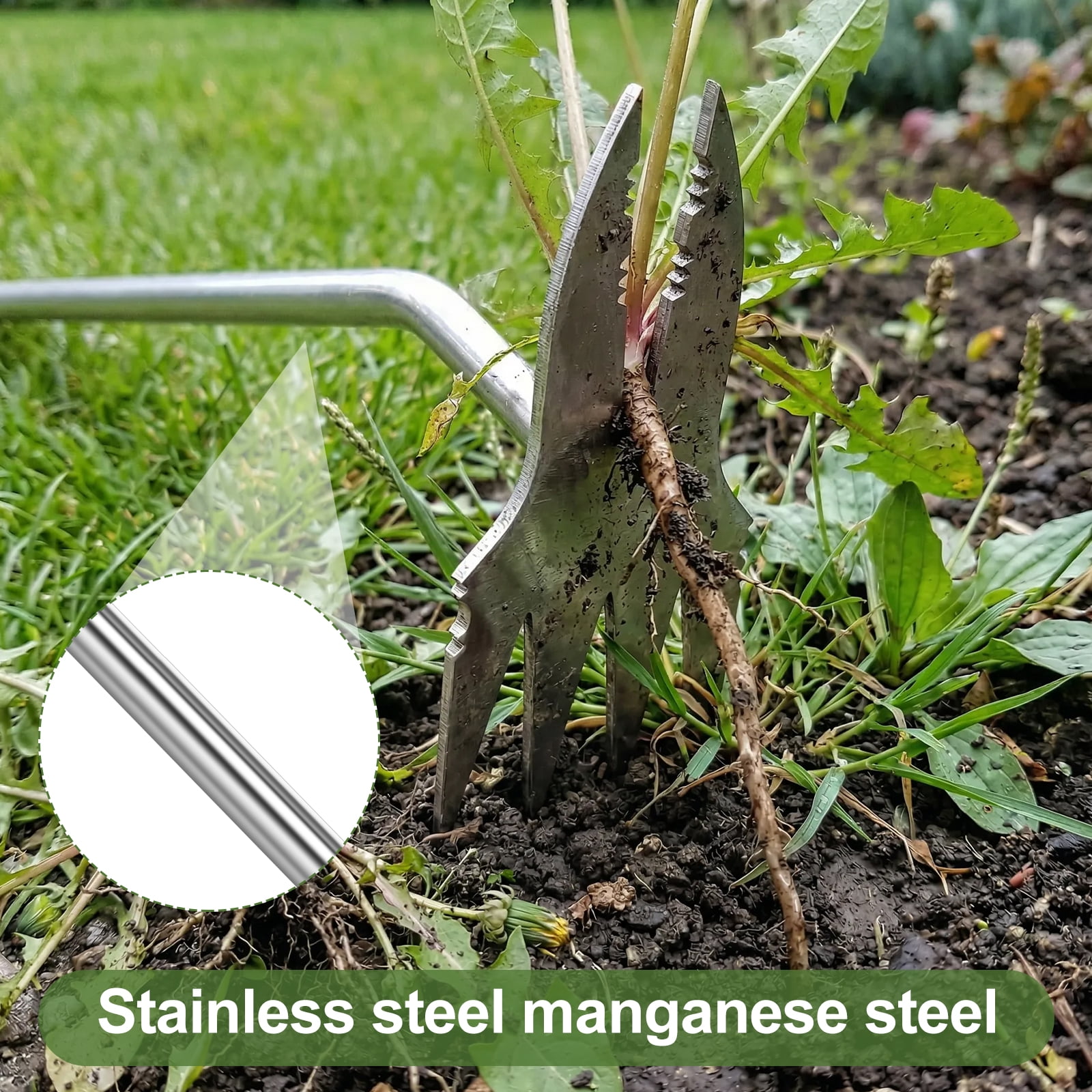HKJUNFEI 2Pcs Weed Puller Tool with 2 in 1 Dual Head & Ergonomic Comfortable Grip Bionic Clamp Bite for Yard Farm Gardening Deep Roots