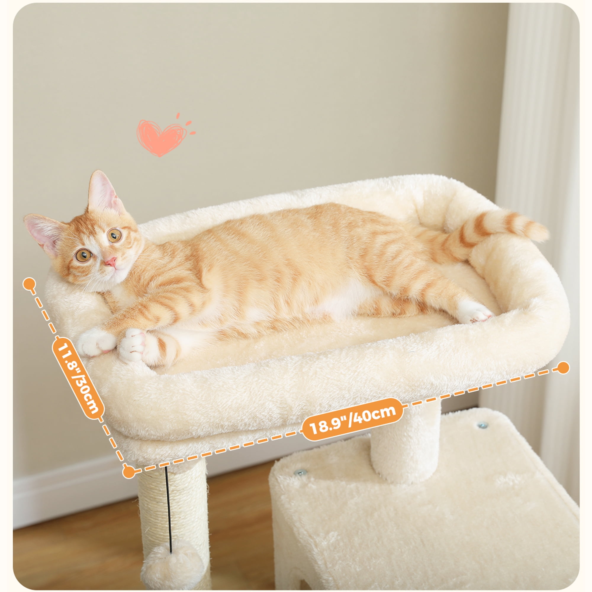 Pefilos 45" Cat Tree Tower for Indoor Cats, 5-Level Cat Condo for Large Cats with Large Hammock, Big Top Perch and 4 Sisal Covered Scratching Pos, Beige Pefilos 45" Cat Tree Tower for Indoor Cats, 5-Level Cat Condo for Large Cats with Large Hammock, Big Top Perch and 4 Sisal Covered Scratching Pos, Beige