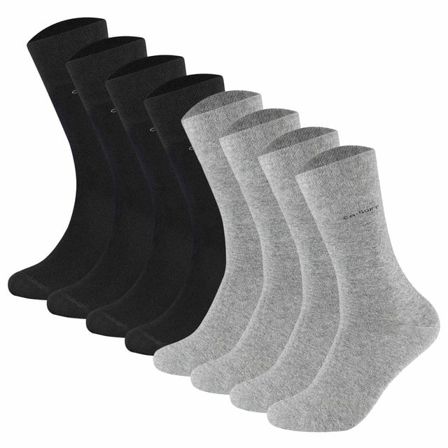 Calcetines unisex Camano - Calcetines suaves, monocolor, paquete de 8 Negro/Gris 43-46