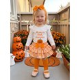 thumbnail image 6 of RUINIXCW Newborn Baby Girl My First Halloween Outfit Infant Girl Fall Winter Clothes Pumpkin Embroidery Long Sleeve Romper Plaid Skirt Headband Socks, 6 of 10