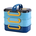 thumbnail image 1 of Caja Bento Bewildely acero inoxidable tres capas Estilo japonés azul, 1 of 6