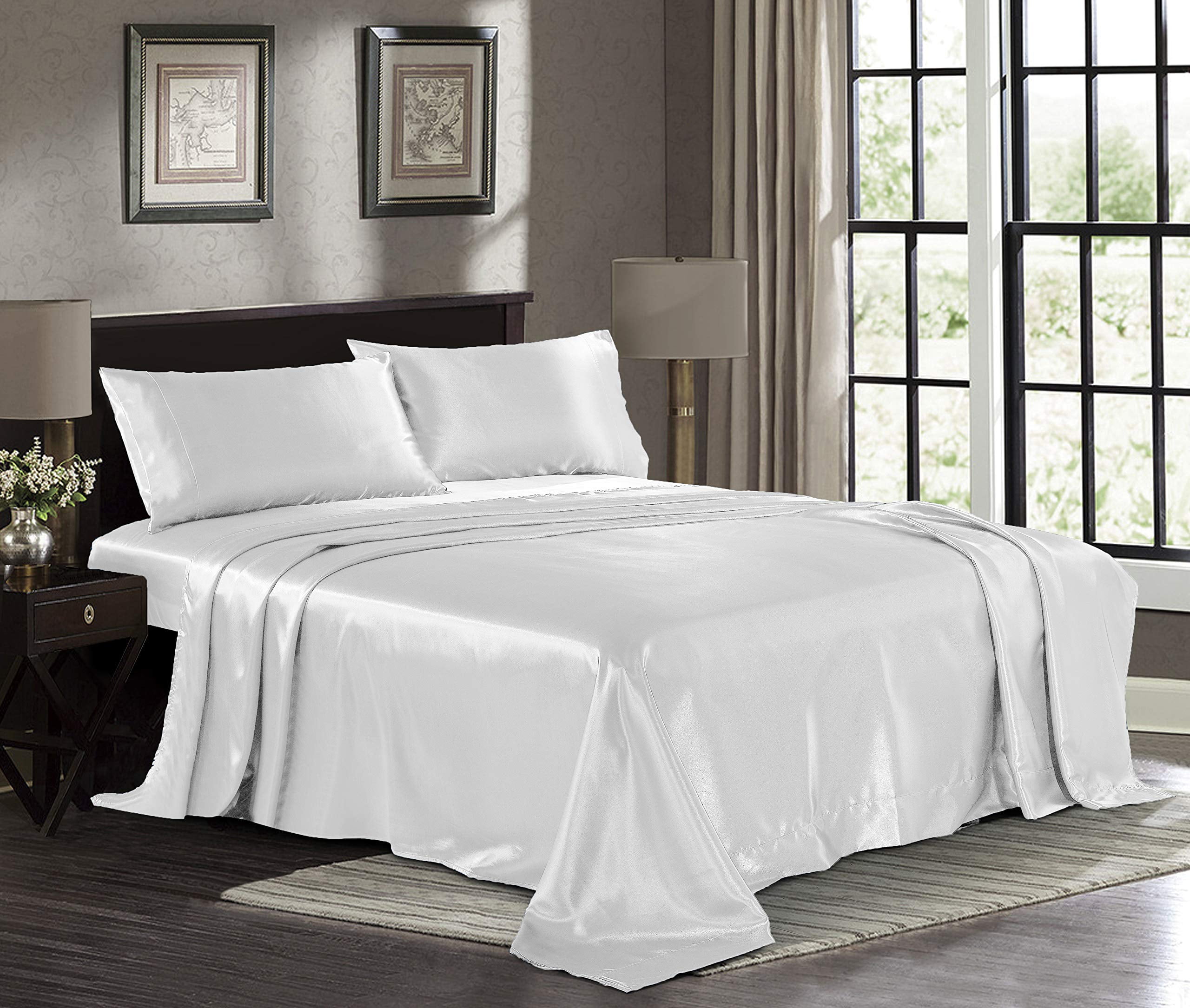 white bed sheets