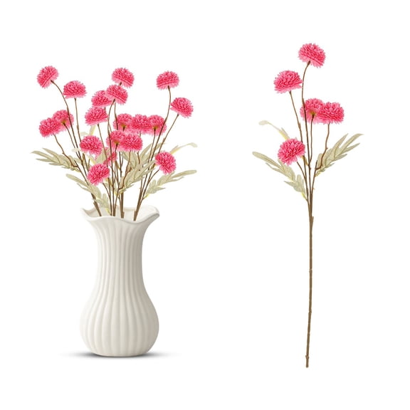 1PCS Faux Silk Mums Artificial Flowers Bulk Fake Small Mini Chrysanthemums Stems Fake Wedding Flowers for DIY Wedding Bouquet Centerpieces Home Decor Beige Floral Arrangements,20.07Inch,Hot Pink