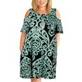 thumbnail image 2 of Vestido suelto hasta la rodilla con cuello redondo y estampado floral a la moda para mujer Pompotops ghjkhdj10191, 2 of 9