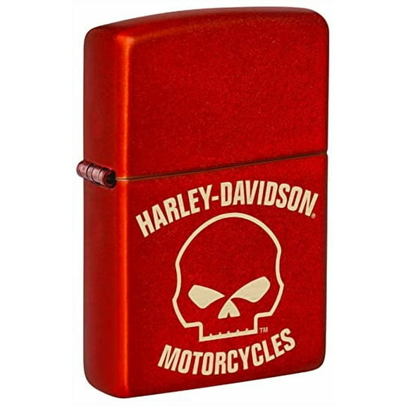 Zippo Harley-Davidson Red Skull Metallic Lighter - Edgy Laser Design