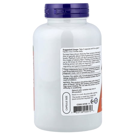 NOW Foods Psyllium Husk Dietary Fiber Capsules