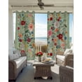 thumbnail image 6 of Sage Green Floral Blackout Curtains for Bedroom Living Room Darkening Curtains 63 Inches Long Spring Flowers Leaves Farmhouse Window Curtain 2 Panels Set Window Treatment Grommet Drapes 42"x63", 6 of 9