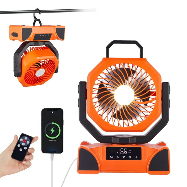 Ventilador Recargable AISVELDY para Camping con Batería y Luz LED 20h