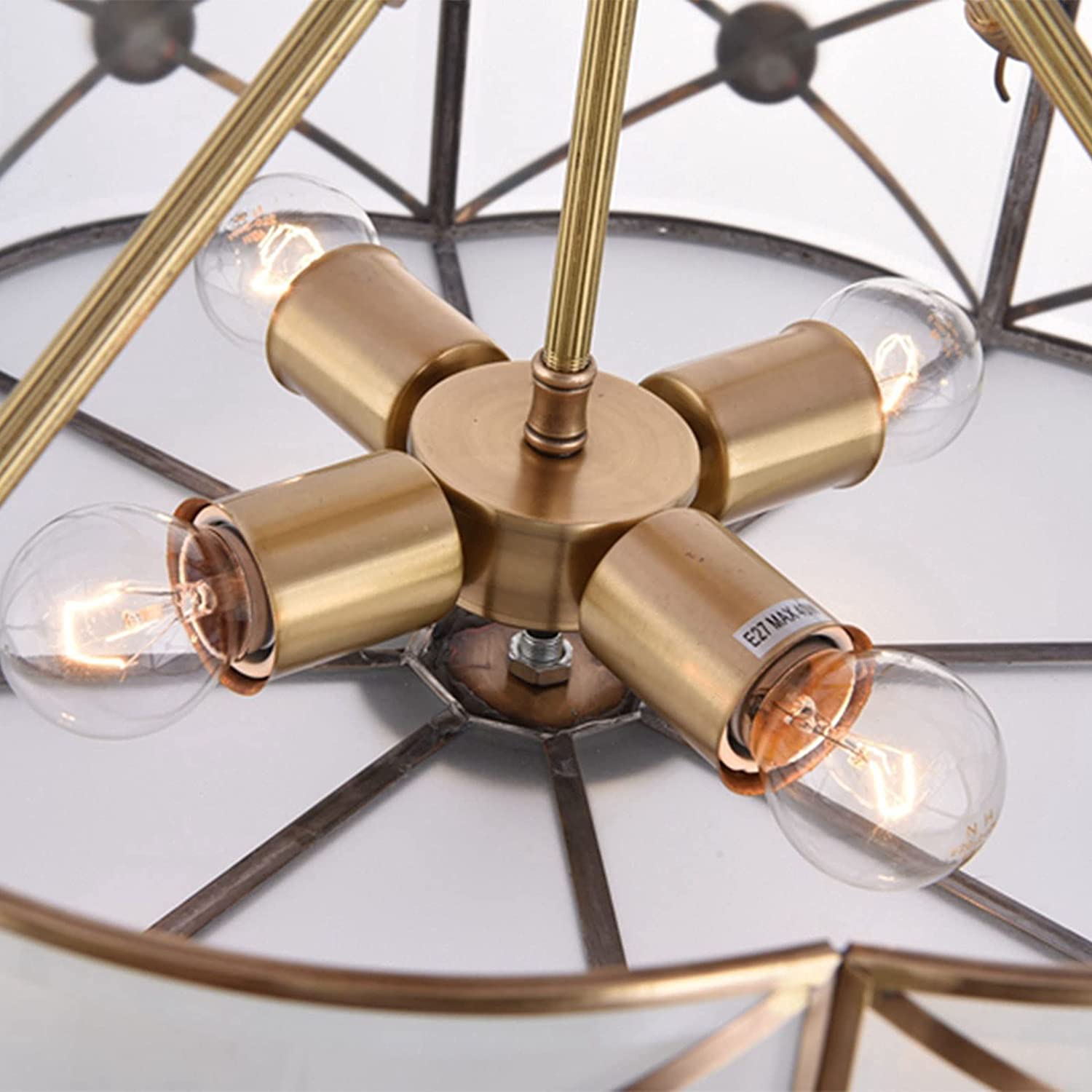 DENEST 4 Light Tiffany Style Chandelier Ceiling Stained Glass Pendant Lamp Hanging Light