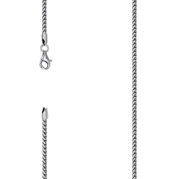 925 Silver Solid Franco Chain Rhodium 2mm Necklace 16 Inch Chain Necklace for Women and Men