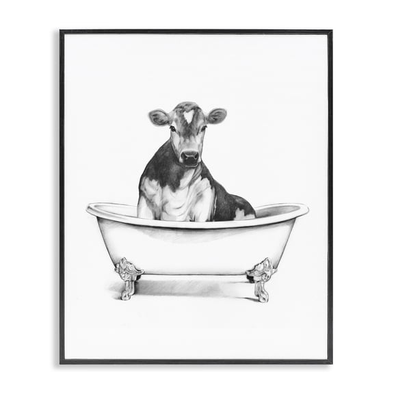 Stupell Industries Rustic Lodge Antique Tub with Cow Black Framed Giclee Art, 11 x 14, by Victoria Borges