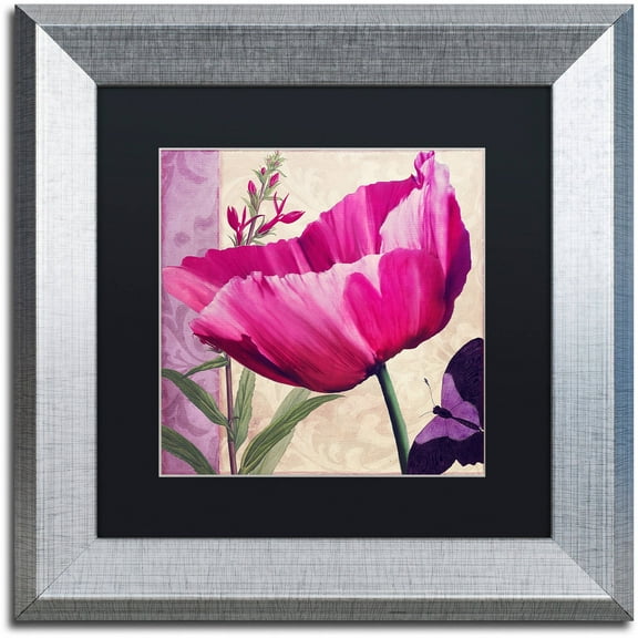 Trademark Fine Art " Pink Poppy I " Canvas Art by Color Bakery Black Matte, Silver Frame