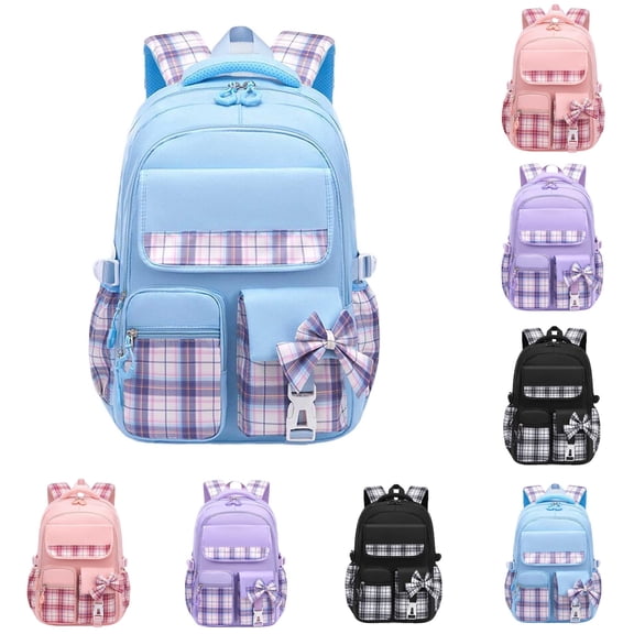 HNMKIU Girls School Backpack Set for Elementary Students Lightweight Large Capacity Daypack Multipocket Double Shoulder Bookbag Daily Commute Casual Wear ,Blue