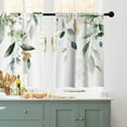 thumbnail image 3 of Farmhouse Kitchen Curtains and Valances 3 Piece Set, Spring Sage Green Eucalyptus Leaf Floral 36 Inch Length Window Treatment Tiers for Living Room Bedroom Bathroom, 3 of 5