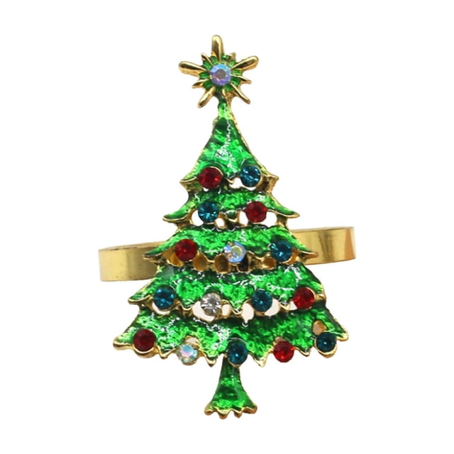 Christmas Napkins Cloth,Christmas Cloth Napkins Christmas Metal Christmas Tree Napkin Clasp Napkin Ring Christmas Napkin Clasp Diamond Encrusted Mouth Cloth Ring Christmas Napkin Rings