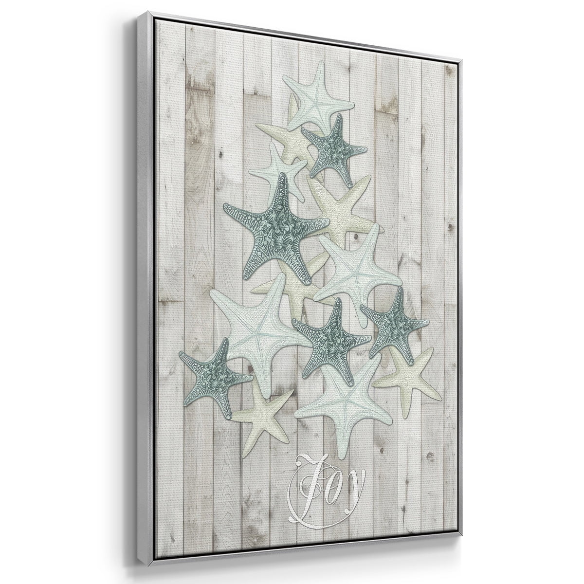 Coastal Christmas III - Framed Gallery Wrapped Holiday Canvas - 17 x 25 - Silver Frame