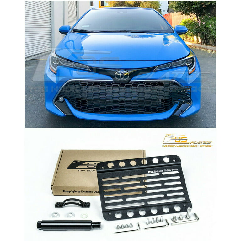 Replacement For 2019-Present Toyota Corolla Hatchback | EOS Plate Version 1  Front Bumper Tow Hook License Plate Relocator Mount Bracket Tow-526 (Mid