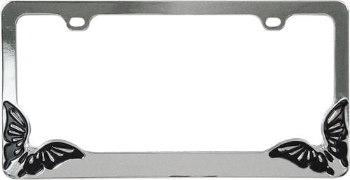 2 Packs HUGS IDEA Beauty Butterfly Print License Plate Frame Aluminum License Plate Frame Cover for Auto Car Truck Tag Holders for US Standards