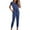 Navy, variant on Lilgiuy Women's Jumpsuit Solid Color Round Neck Short-sleeved Trousers With Pockets Jumpsuit Black 8(L) Winter Clothes for 2022