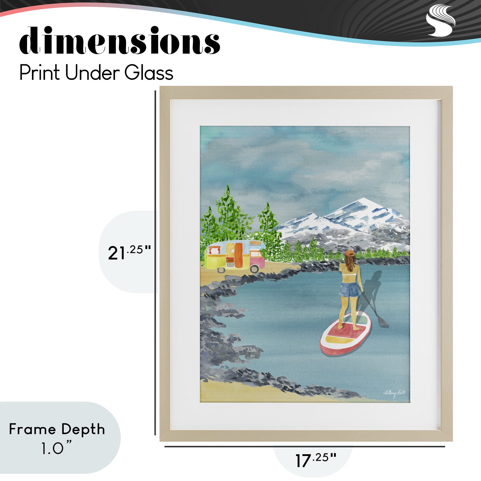 Stupell Industries Lake Tahoe Paddle Boarding Birch Framed Print Under Glass, design by Hillary Holt