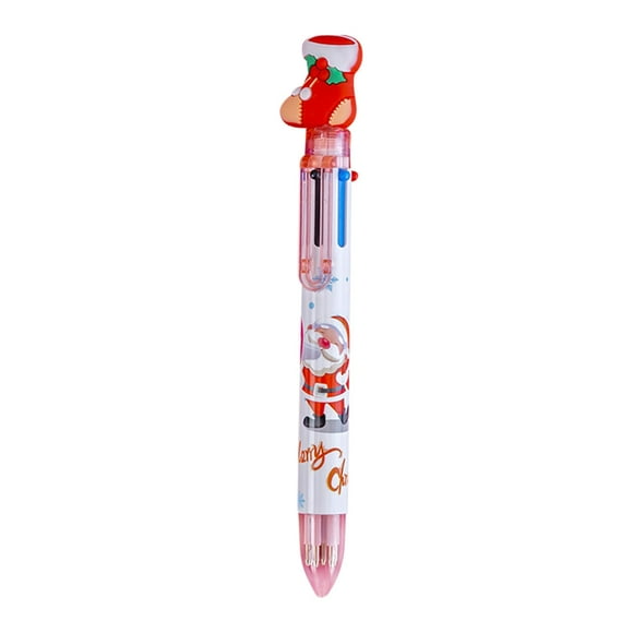 Christmas Ballpoint Pen,6-in-1 Pens Retractable Priting Pen,Retractable Ballpoint Pens,Christmas Pen in One Push Type,Multifunction Marker forHome Office School Supplies Students Kids Gift