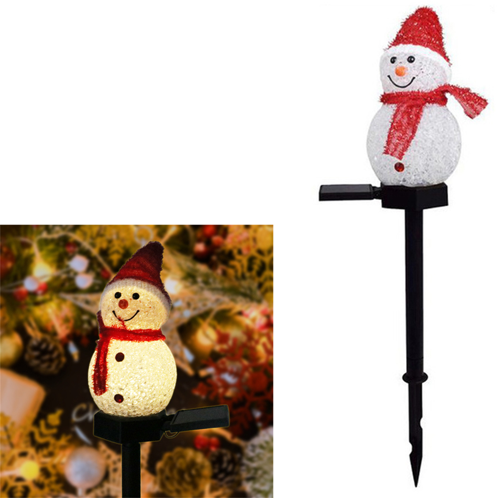 solar snowman lamp post