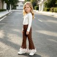 thumbnail image 5 of Rvasteizo Girls Flare Pants Cotton Fabric Lace Hem Outdoor Casual Long Pants for Kids 1-11Y 6 Years, 5 of 5