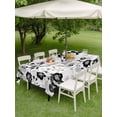 thumbnail image 2 of Rectangle Outdoor Tablecloth With Umbrella Hole And Zipper– Vintage Black Floral Waterproof Patio Table Cover for Party, Picnic, Backyard, 54"x80" , Abstract Flower Blooms, 2 of 8
