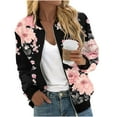 thumbnail image 2 of Goodtrade8 Jackets for Women Zip up Bomber Jacket Pocket Printed Casual Womens Tops, 2 of 5
