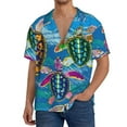 thumbnail image 3 of KLL Little Sea Turtles Print Men's Shirt Short Sleeve Button Down Summer Cuba Beach Shirts- Medium, 3 of 7