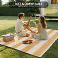 thumbnail image 4 of Burnt Orange Striped Outdoor Rug 5x7 Ft - Reversible Patio Rug Outdoor Camping Rugs, Farmhouse Vintage Stripes Washable Indoor Outdoor Area Rugs, Non-Slip Outdoor Carpet Runner for Deck/Porch, 4 of 8